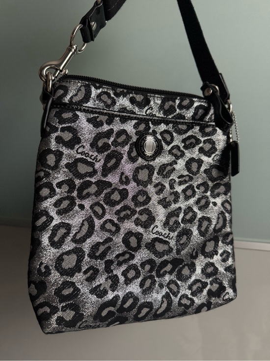 Coach Handbags - COACH Ocelot Black & Silver Crossbody Bag
